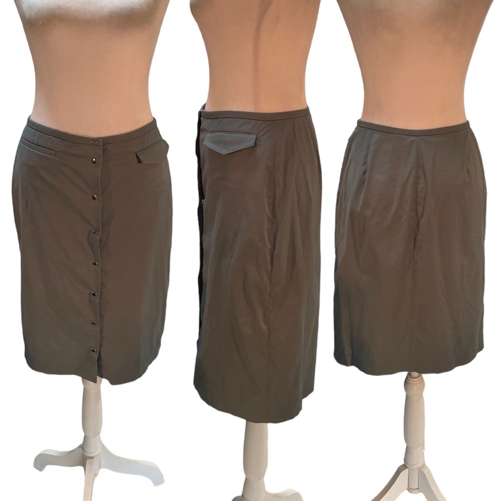 Armani Exchange Gray / Green Snap Front Knee Length Skirt Size 2